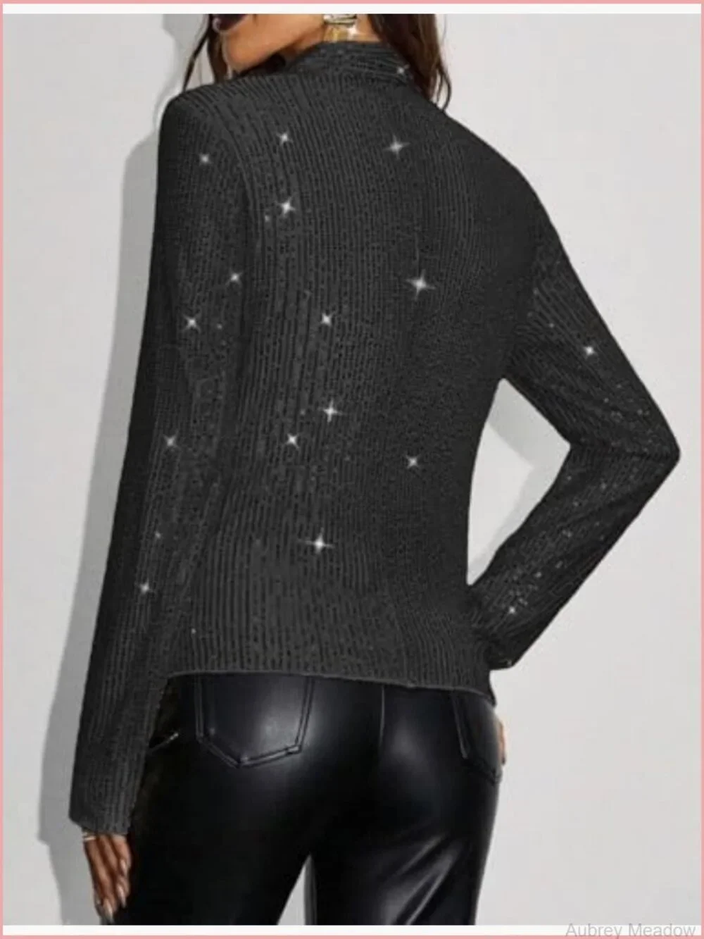Sequined Blazer Jacket Open Front Long Sleeve Party Coat Clubwear